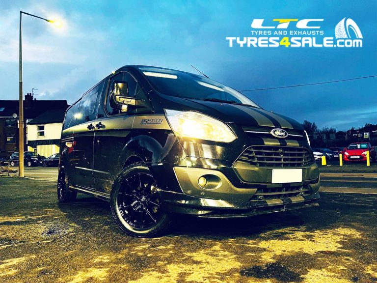 JBW Spyders 18" Alloy Wheels in Gloss Black and a set of Avon All Terrain Tyres for Ford Transit