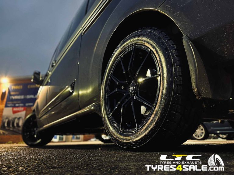 JBW Spyders 18" Alloy Wheels in Gloss Black and a set of Avon All Terrain Tyres for Ford Transit