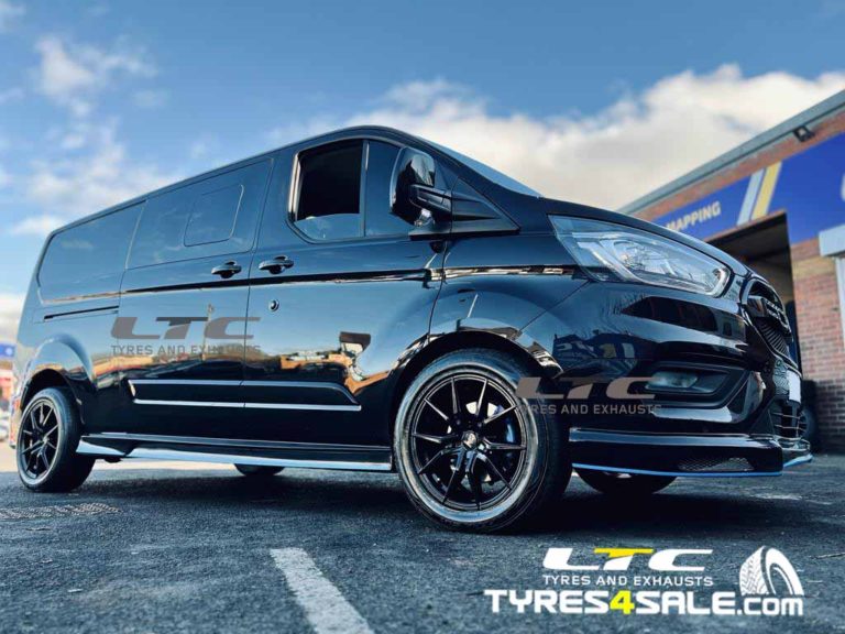 JBW Spyder 18" Gloss Black Ford Transit Custom Alloy Wheels and a set of Nexen 235/55 18 Tyres