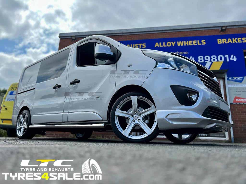 Calibre Tourer Silver 20" Alloy Wheels and a set of Nexen 255/35 20 97Y Tyres for Vauxhall Vivaro