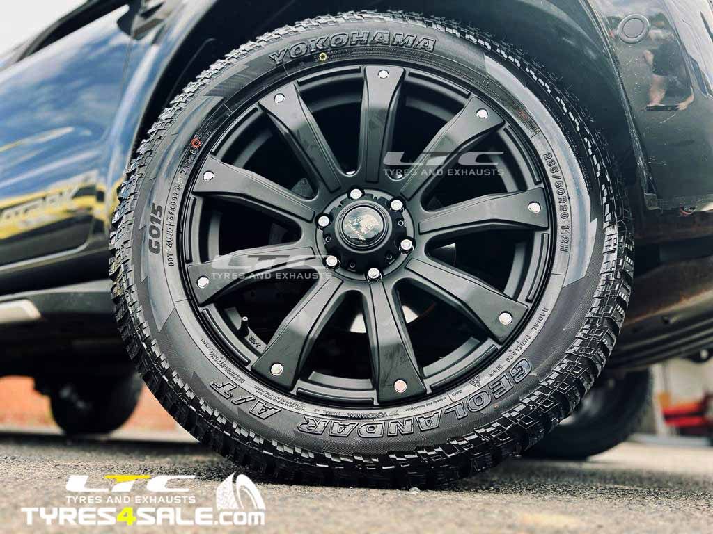 20" Tomahawk UTE Alloy Wheels Matte Black and Yokohama Geolander Tyres for Ford Ranger