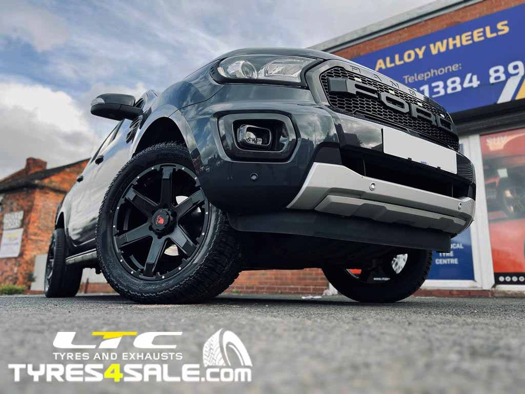 Ford Ranger Alloy Wheels Tomohawk Chinook 20" and a set of 285/50 20 112H Yokohama Geolander A/T All Terrain G015 Tyres