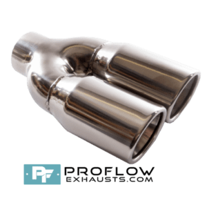 Twin Round Slashed Exhaust Tailpipe TX001 Stainless Steel - 76 x 158mm | 3 x 6.25″ - Proflow