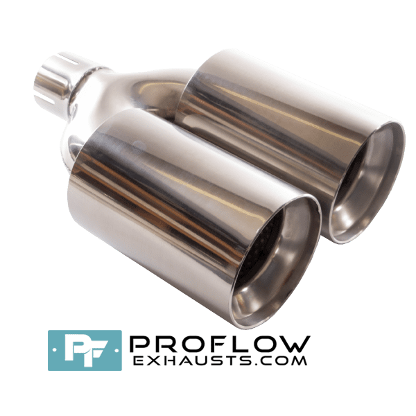 Twin Round Exhaust Tailpipe TX005 Stainless Steel - 76 x 158mm | 3 x 6.25″ - Proflow Twin Round Exhaust Tailpipe TX005 Stainless Steel - 76 x 158mm | 3 x 6.25″ - Proflow