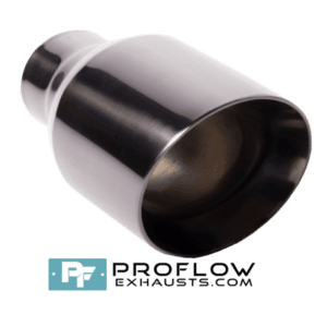 Round Slash Cut Exhaust Tailpipe Stainless Steel Black - 101mm / 4″ - Proflow TX026-B