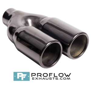 Staggered Twin Round Exhaust Tailpipe TX106-5 BL/R Stainless Steel - 76 / 160mm | 3″ / 6.25″ - Proflow