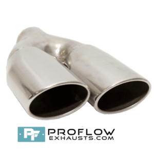 taggered Twin Oval Exhaust Tailpipe TX206 L/R Stainless Steel - 94mm x 73mm / 192mm | 3.7″ x 2.9″ / 7.5″ - Proflow