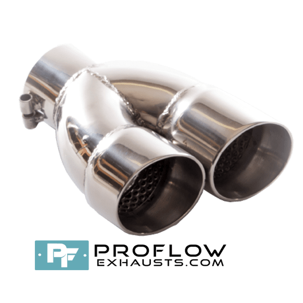 Twin Round Exhaust Tailpipe TX139 Stainless - 70 / 159mm | 2.75″ / 6.25″ - Proflow Twin Round Exhaust Tailpipe TX139 Stainless - 70 / 159mm | 2.75″ / 6.25″ - Proflow