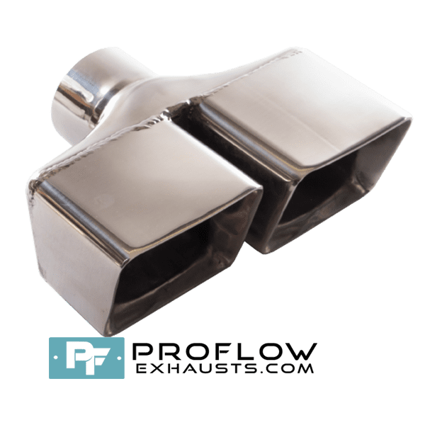 Staggered Square Exhaust Tailpipe TX122 L/R Stainless Steel - 125mm x 80mm | 5″ x 3.25″ - Proflow Staggered Square Exhaust Tailpipe L/R Stainless Steel - 125mm x 80mm | 5″ x 3.25″ - Proflow