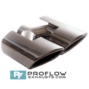 Staggered Twin Square Exhaust Tailpipe TX183 L/R Stainless Steel - 96mm x 78mm /200mm | 3.75″ x 3″ / 8″ - Proflow