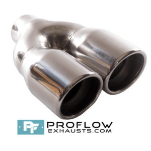 Twin Round Exhaust Tailpipe TX023 Stainless Steel with Insert- 80 x 163mm | 3.15″ x 6.42″ - Proflow