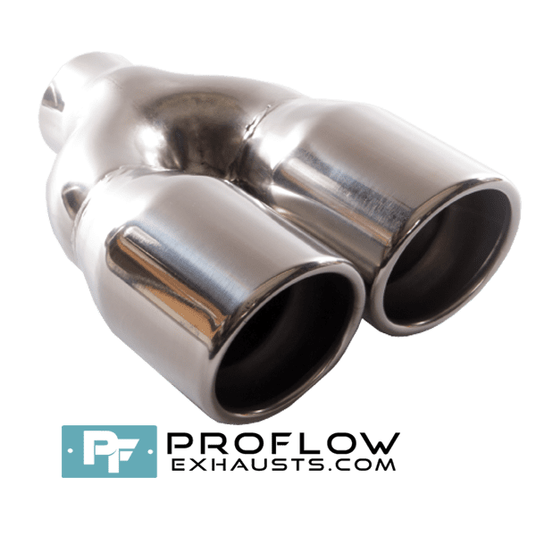 Twin Round Exhaust Tailpipe TX023 Stainless Steel with Insert- 80 x 163mm | 3.15″ x 6.42″ - Proflow Twin Round Exhaust Tailpipe TX023 Stainless Steel with Insert- 80 x 163mm | 3.15″ x 6.42″ - Proflow
