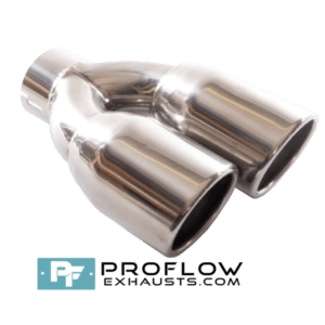 Staggered Twin Round Exhaust Tailpipe TX036 L/R Stainless Steel - 80 x 161mm | 3.15″ / 6.34″ - Proflow
