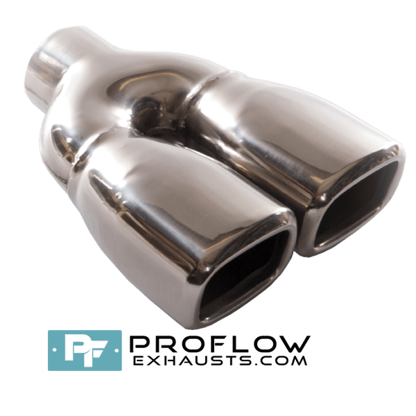 Twin Square Exhaust Tailpipe TX046 Stainless - 79 / 165mm | 3″ / 6.5″ - Proflow Twin Square Exhaust Tailpipe TX046 Stainless - 79 / 165mm | 3″ / 6.5″ - Proflow