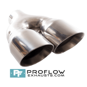 Twin Round Exhaust Tailpipe TX082 Stainless Slashed - 90 x 186mm | 3.54″ x 7.32″ - Proflow