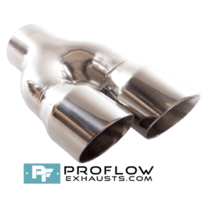 Staggered Twin Round Exhaust Tailpipe TX083 L/R Stainless Steel