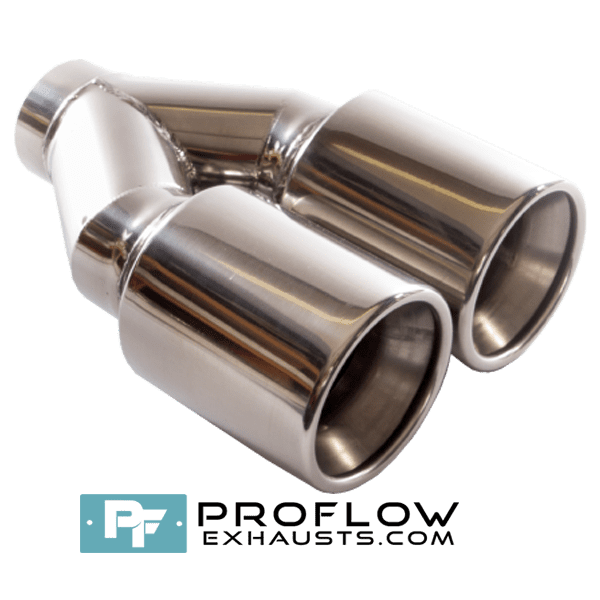 Twin Round Exhaust Tailpipe TX090 Stainless - Twin Round Exhaust Tailpipe TX090 Stainless -