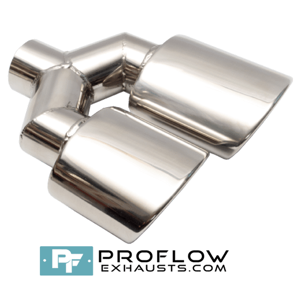 Staggered Twin Oval Exhaust Tailpipe TX101 L/R Stainless Steel Staggered Twin Oval Exhaust Tailpipe TX101 L/R Stainless Steel