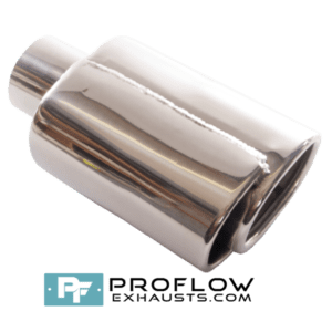 Staggered Square Exhaust Tailpipe TX122 L/R Stainless Steel - 125mm x 80mm | 5″ x 3.25″ - Proflow