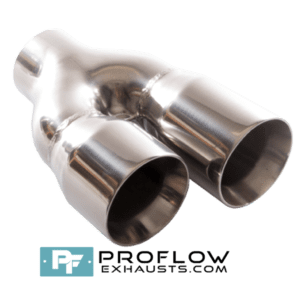 Staggered Twin Round Exhaust Tailpipe TX155 Stainless Steel - 76 / 160mm | 3″ / 6.25″ - Proflow