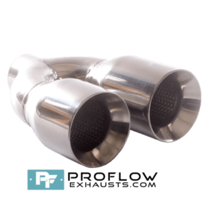 Staggered Twin Round Exhaust Tailpipe TX162 Stainless - 88 / 188mm | 3.5″ / 7.25″ - Proflow