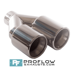 Staggered Twin Round Exhaust Tailpipe TX163 Stainless Steel- 88 / 183mm | 3.5″ / 7.25″ - Proflow