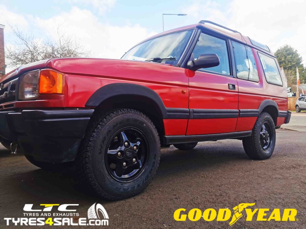Goodyear Wrangler All Terrain Tyres 235/70 16 108T for Land Rover Discovery £125 Per Tyre Include fitting and VAT✅ (prices are valid for the date of advert only) The Goodyear Wrangler All-Terrain Adventure is a versatile tyre that springs into action the moment you go off-road. This tough and durable tyre offers a confident all-round performance and grips all kinds of terrain without trouble. Manufactured with a Kevlar reinforced layer and DuraWall technology means that this tyre has the ability to resist punctures and cuts in the sidewall area. Its optimised tread design results in pressure being evenly distributed, meaning that mileage is improved. ✅LTC Tyres and Exhausts are an Authorised Goodyear Tyre dealer