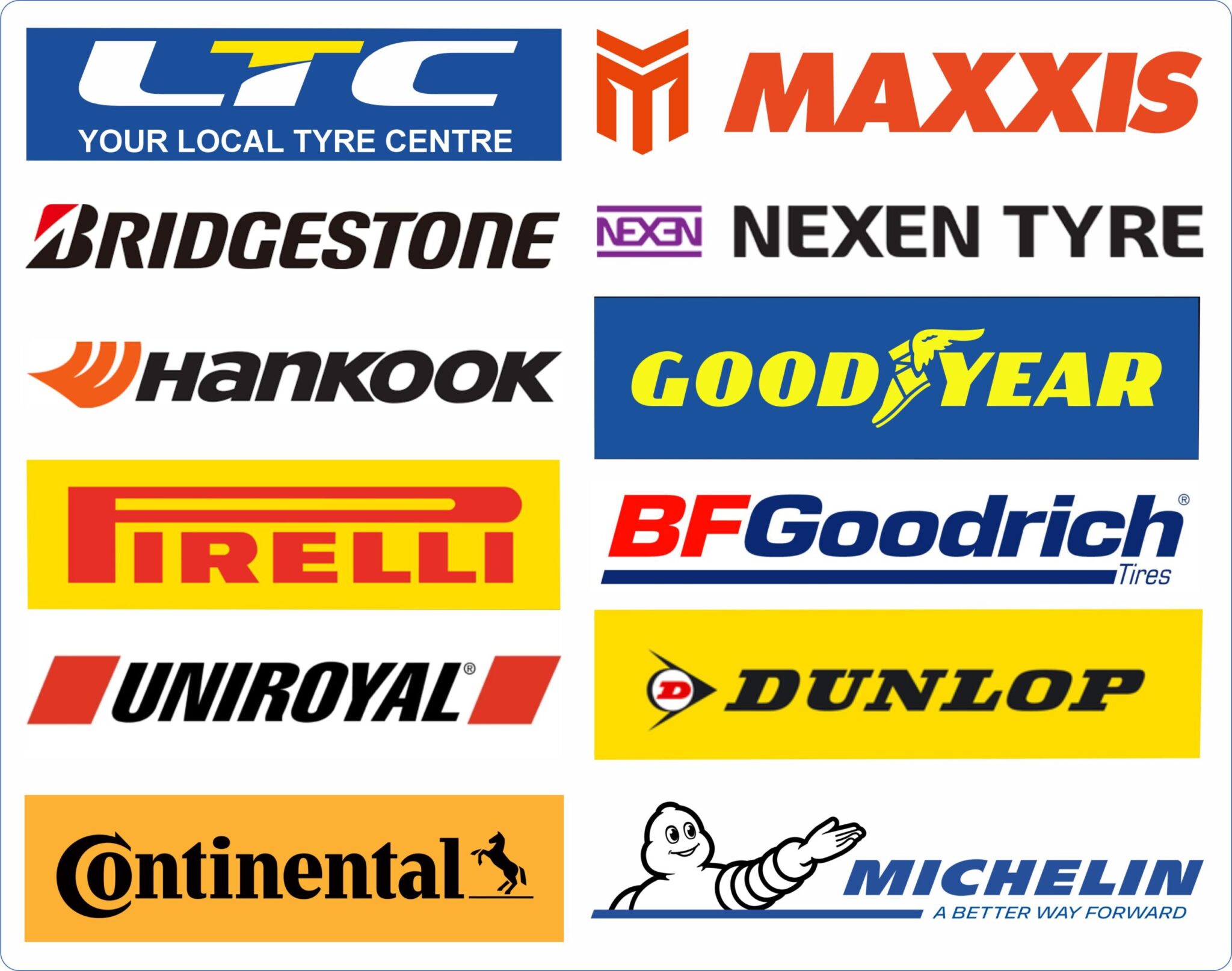 Tyre brands available from LTC Tyres and Exhausts