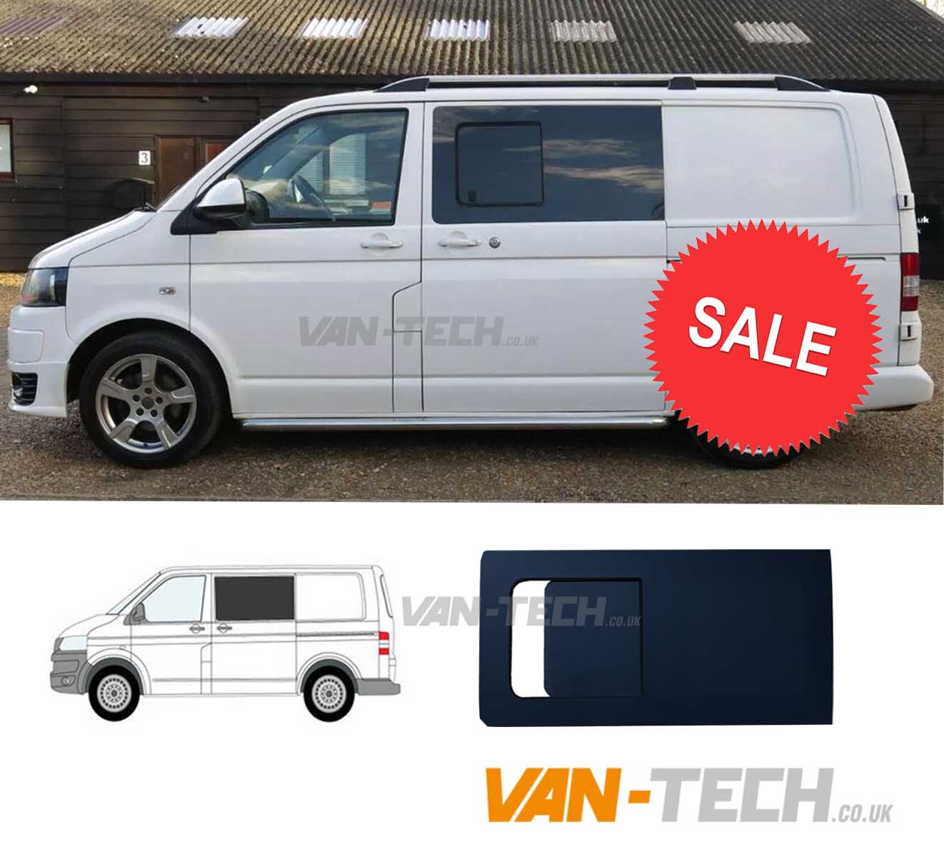 VW-TRANSPORTER-PASSANGER-PRIVACY-GLASS-OPNEING-NEW-SALE VW T5 T5.1 T6 T6.1 Privacy Glass Opening Passenger Side Tinted Window VW T5 T5.1 T6 T6.1 VW T5 T5.1 T6 T6.1 Privacy Glass Opening Passenger Side Tinted Window Tinted Window Due to risk of damage we cannot send out glass out by courier so unfortunately this product is only available for collection from our branch: Van-Tech Center Court, Halesowen B63 3EB Fitting service Available please call our office for details on 0121 550 4628 This pack contains: 1 x T5 T5.1 T6 T6.1 Privacy Glass Opening Passenger Side Tinted Window This high quality VW T5 T5.1 T6 T6.1 Privacy Glass Opening Drivers Side Tinted Window will be ideal for anyone looking to convert a Commercial van in to a Camper van. Privacy Glass Opening Passenger Side Tinted Window Our glass features: Stained glass – our glass is dark because it is stained. It does not have tint filming, therefore it will not degrade and will look great for as long as you own them. These windows provides the perfect compromise of privacy and light. Perfect fit – no misaligned edges. Tempered E-Marked Glass Saftey Glass Black Ceramic pattern – situated on the inside of the glass to prevent visibility of any cut metal from the outside of the vehicle Dark tinted glass allows approx. 30% light transmission improving privacy & protection Passenger Side opening window with internal latch and locking mechanism to increase security
