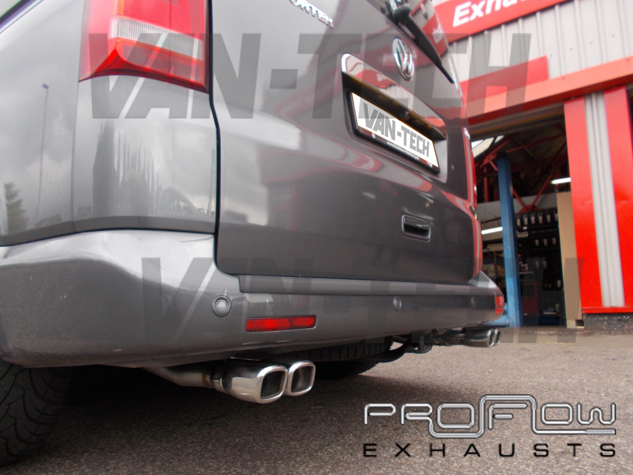 VW-Transporter-T5-with-custom-fitted-proflow-stainless-steel-exhaust-system-van-tech-1-scaled VW T5 T5.1 Transporter Stainless Steel Custom Exhaust Back Box Dual Twin Tailpipe