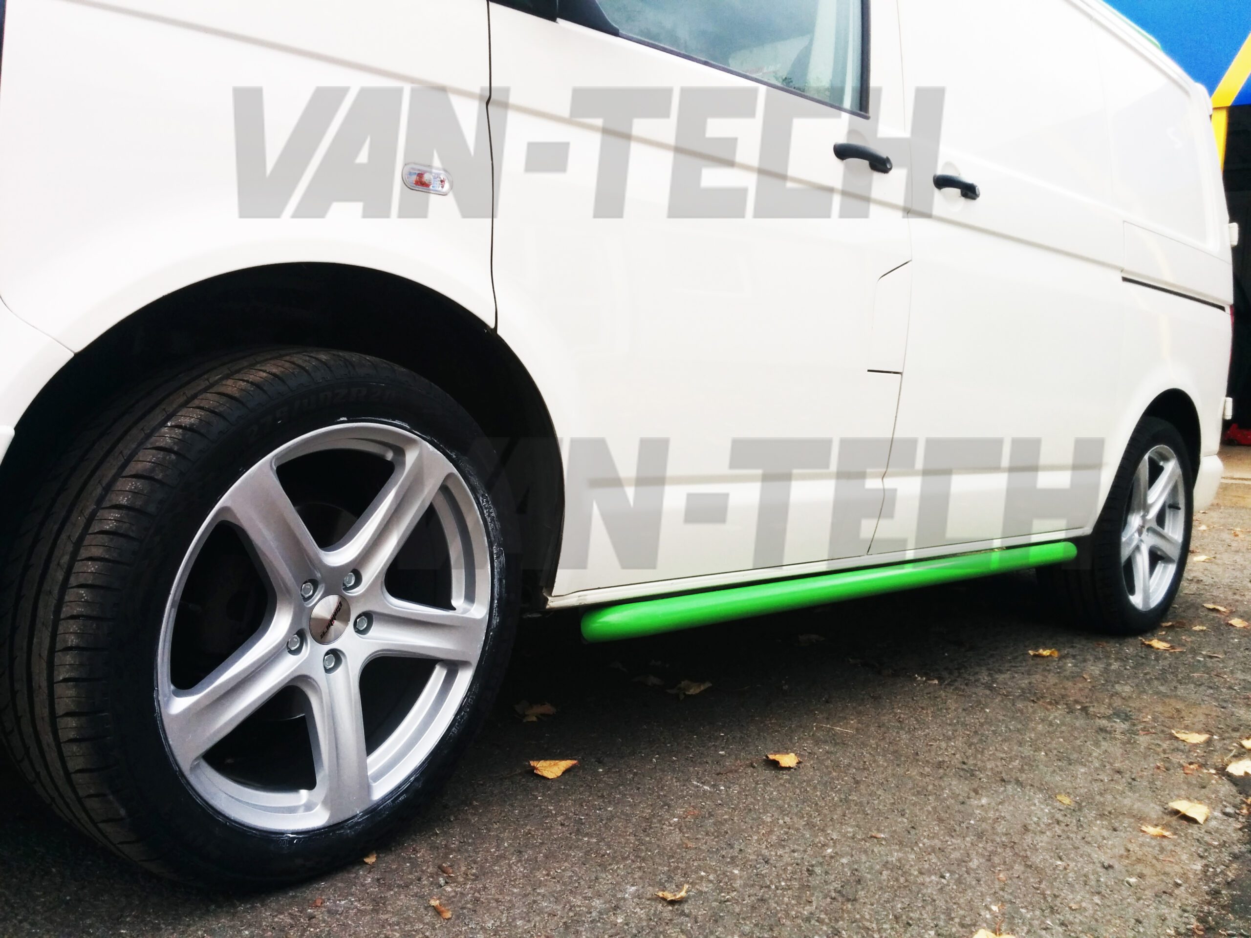 VW-Transporter-for-sale-T5-white-and-green-16-scaled VW T5 T5.1 Side Bars Sportline Stainless Steel O.E Style SWB LWB Transporter