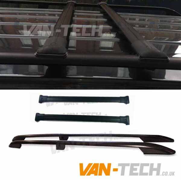 VW T5 T5.1 T6 T6.1 Aluminium Roof Rails and Cross Bars Satin BLACK VW T5 T5.1 T6 T6.1 Aluminium Roof Rails and Cross Bars Satin BLACK