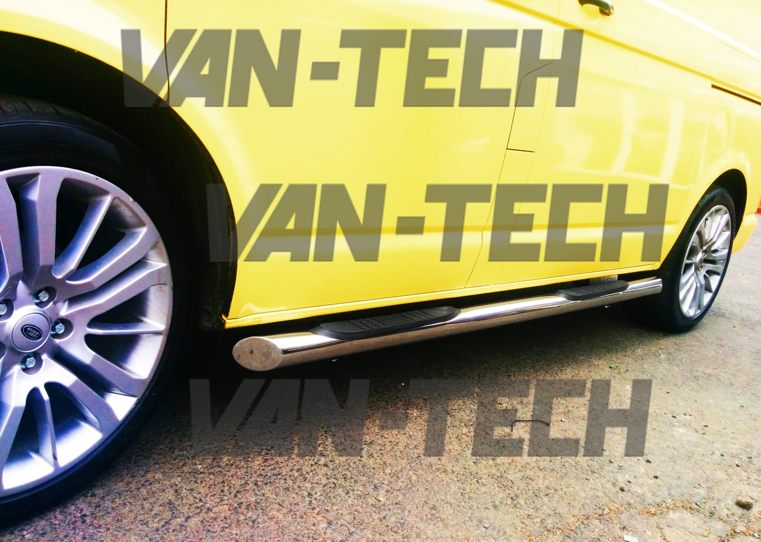 Van-Tech-VW-Transporter-T5-T5.1-T6-Side-Bars-Side-Bars-with-four-Steps-2-scaled VW T5 T5.1 T6 SWB LWB Transporter Slashed End Side Bars with Four Steps