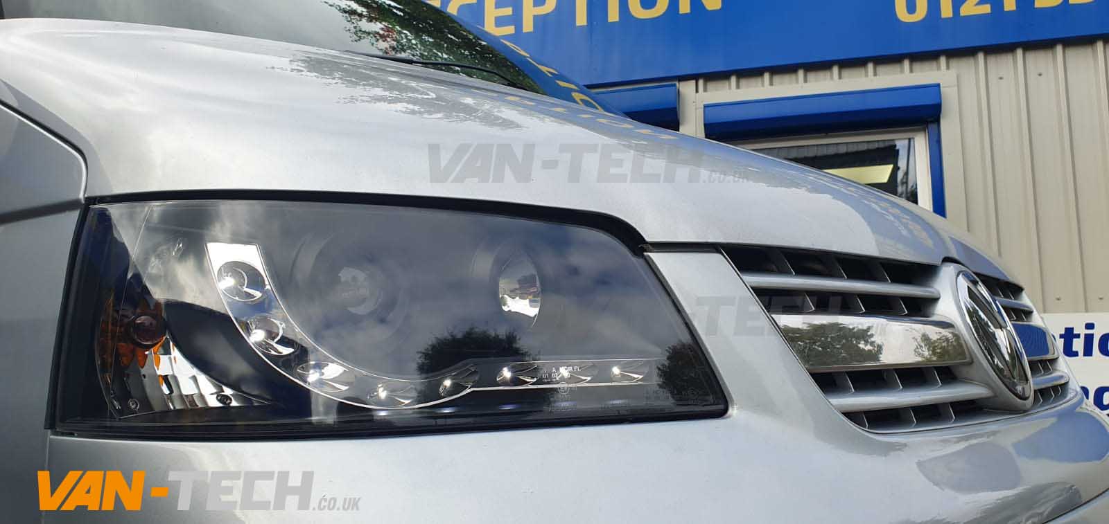 audi-lights-1VW-Transporter-T5-Headlights-Black-DRL-LED-Audi-Style-2003-2010-3 VW Transporter T5 Headlights Black DRL LED Audi Style 2003-2010