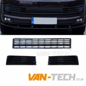 VW Transporter T6 Middle Bumper Inserts Gloss Black Trim