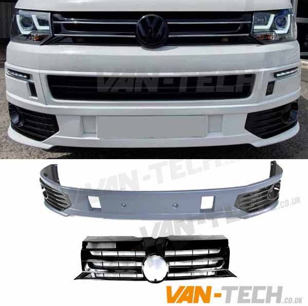 t5-replacement-bumper-1 VW T5.1 Sportline Bumper and Badged GP Grille Upgrade Kit Gloss Black