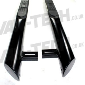 VW T5 SWB LWB Transporter Black Slashed End Side Bars with Three Steps.