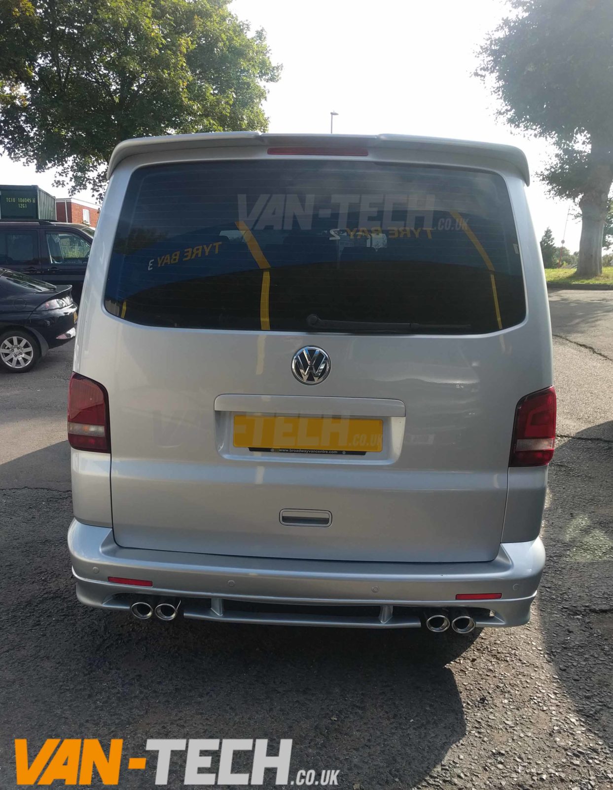 vw-t5-front-end-proflow-exhausts-18- VW Transporter T5 T5.1 Tailgate Spoiler Primer 2003- 2015 This VW Transporter T5 T5.1 Tailgate Door Spoiler primer is stylishly designed and ready to paint made exclusively for VW Transporter T5 model years 2003 – onwards. Product Features: Made Strong ABS Plastic Tailor made for the VW T5 Transporter years 2003-2015 Comes primed ready to paint & fit We can be get these colour coded to match your van Fits Tailgate Models Only