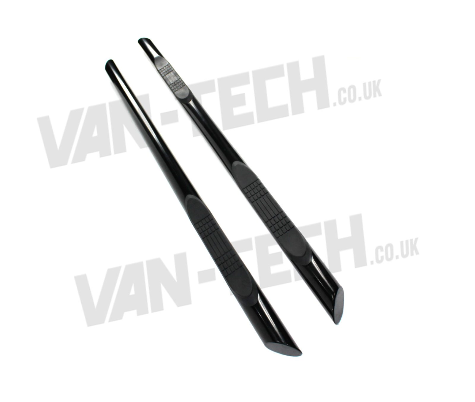 vw-t5-transporter-van-black-slash-cut-end-3-step-side-bars-1 VW T5 SWB LWB Transporter Black Slashed End Side Bars with Three Steps.