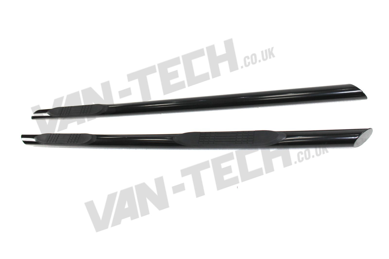 vw-t5-transporter-van-black-slash-cut-end-3-step-side-bars-2 VW T5 SWB LWB Transporter Black Slashed End Side Bars with Three Steps.