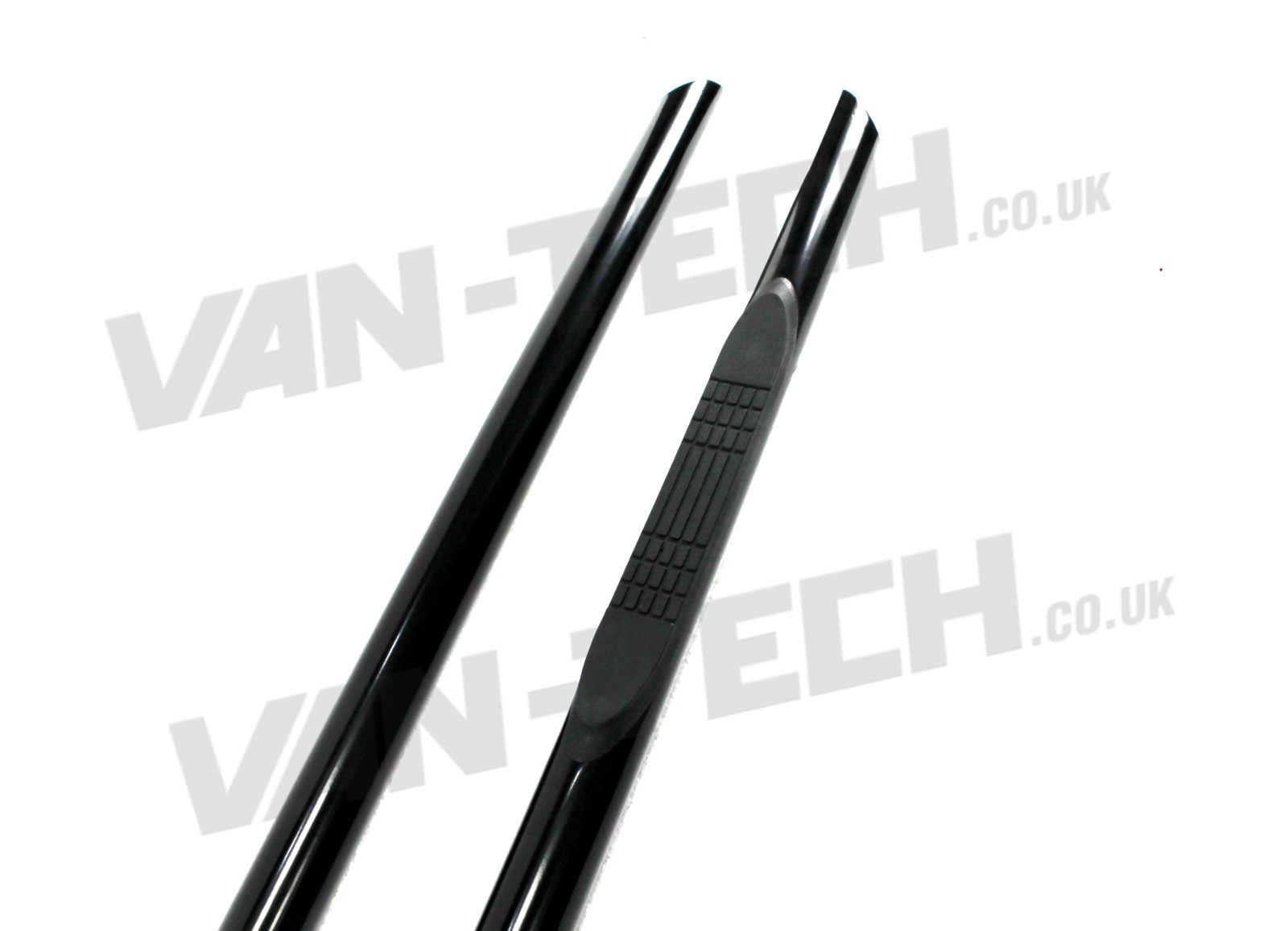 vw-t5-transporter-van-black-slash-cut-end-3-step-side-bars-3 VW T5 SWB LWB Transporter Black Slashed End Side Bars with Three Steps.