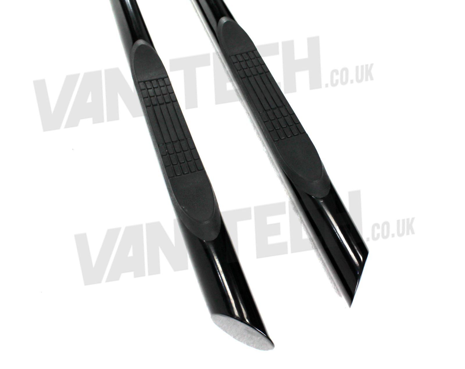vw-t5-transporter-van-black-slash-cut-end-3-step-side-bars-5 VW T5 SWB LWB Transporter Black Slashed End Side Bars with Three Steps.