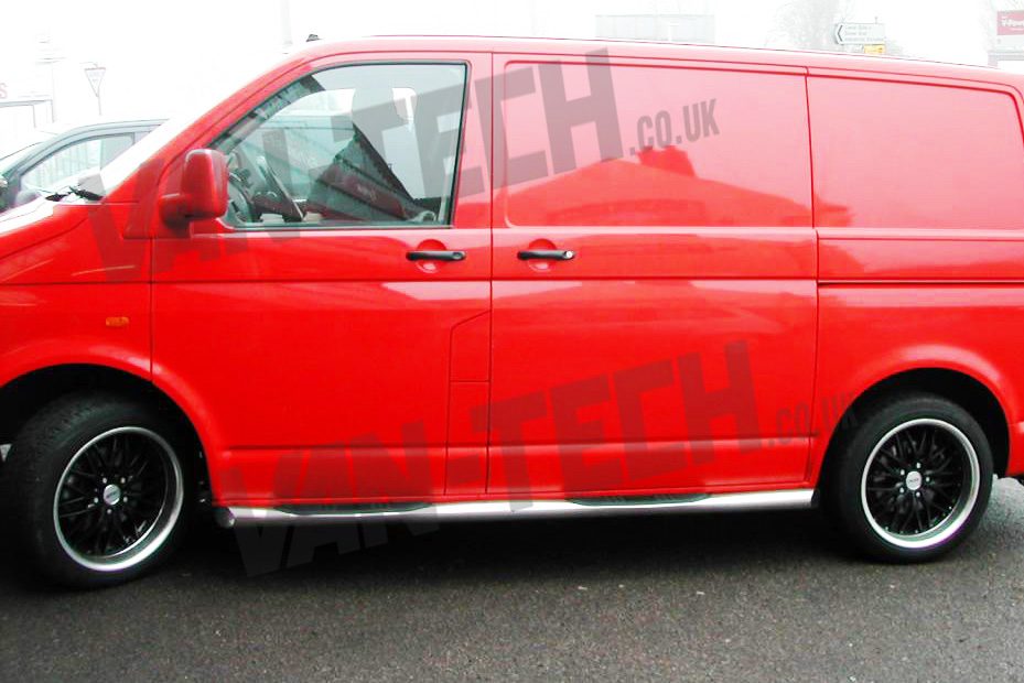 vw-transporter-t5-ebay-pictures-stainles-steel-side-bars-4-steps-4 VW T5 T5.1 T6 SWB LWB Transporter Slashed End Side Bars with Four Steps