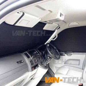 VW T5 T5.1 Van Transporter Interior Cab Curtain Set Black or Grey These VW T5 T5.1 Van Transporter Interior Cab Curtain set sets really look the part, they will give you a nice and simple way to provide some extra privacy to the interior of your vehicle. Available in Black, this set will be a great companion for those camping nights away and will fit perfectly with the other Van-Tech Interior curtains. This stylishly designed curtain set is manufactured to a very high standard and tailor made exclusively for the VW T5 T5.1 Transporter, this curtain set and comes with fitting kit for attaching the front windscreen curtain while the two window curtains are magnetic for easy fitting. Product Features: High Quality Single Curtain Easy to fit with a screwdriver Tailor made for the VW T5 T5.1 Transporter models increased privacy Fitting kit included Available in Black or Grey