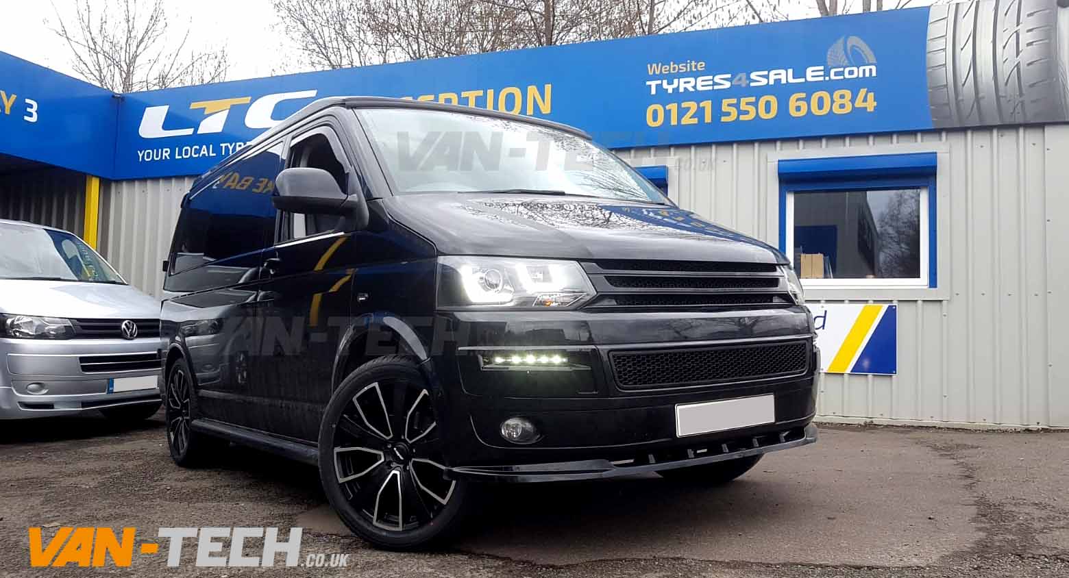 vw-transporter-t5.1-drl-lightbar-headlights-calibe-kensington-20-alloy-wheels-and-side-repeaters-3 VW Transporter T5.1 LED DRL Light Bar Headlights 2010-2015