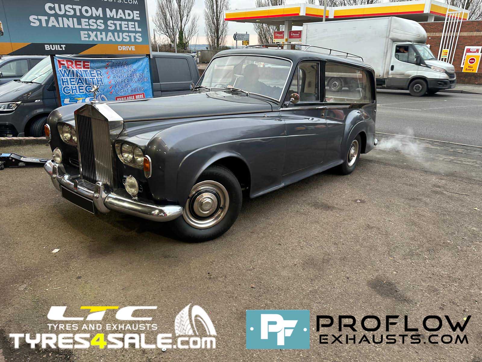 Roll Royce Hearse Custom Exhaust made from Stainless Steel Front, Middle and Rear - Proflow Exhausts offer custom exhaust solutions for most cars and vans