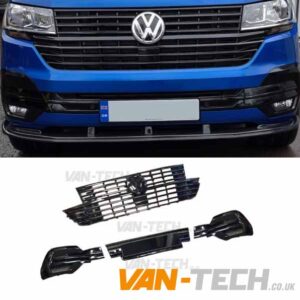 VW Transporter T6.1 Badged Grille and Lower Bumper Grille Insert GLOSS BLACK