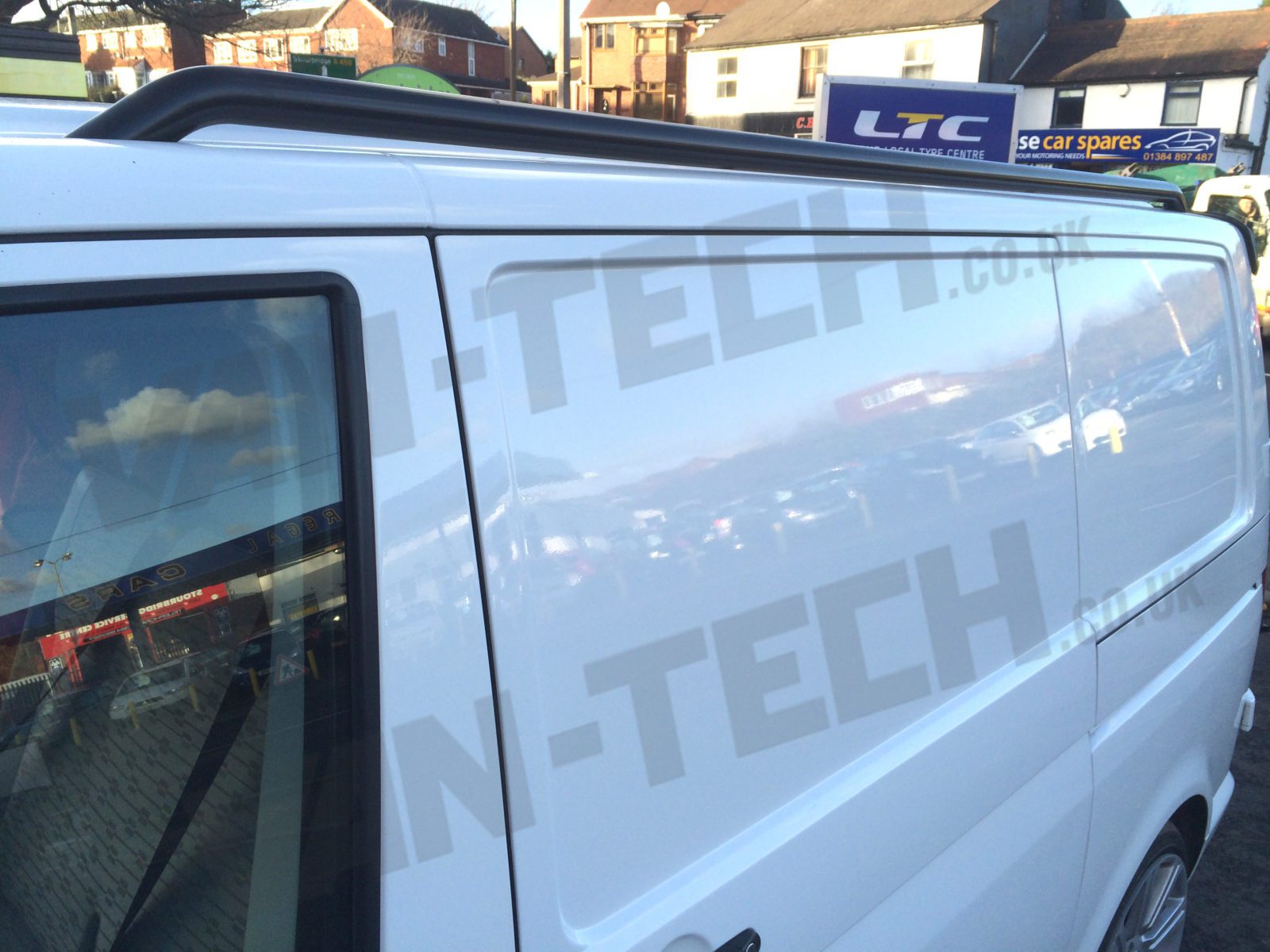 black-steel-roof-rails-for-vw-transporter-t5-2- VW T5 T5.1 Satin BLACK Roof Rails Stainless Steel SWB LWB