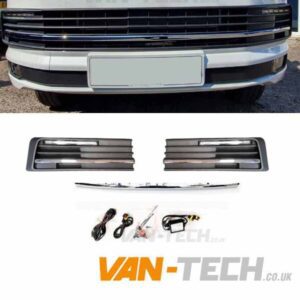 VW T6 DRL Daytime / Daylight Running Lights LED Chrome Trim Texture Finish