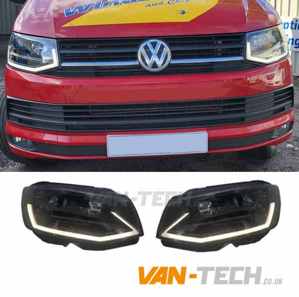 new-headlights-1 VW T6 LED Light Bar Headlights with Dynamic Indicators built in to the Lightbar DRL